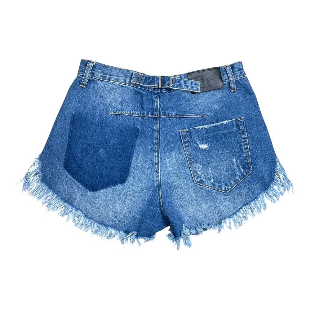 One Teaspoon Distressed Cutoff Denim Jean Shorts Size 24 Kourtney Kardashian - Picture 4 of 6